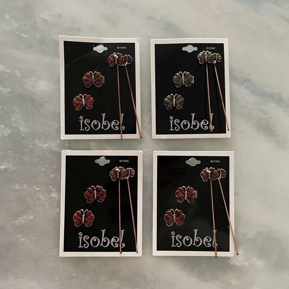 Y2K 90s Butterfly Hair Clip Barrette Bobby Pin Bundle of 4